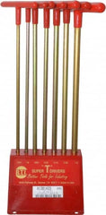 Made in USA - 7 Piece T-Handle Hex Key Set - Hex Range 7/64 to 1/4", 13" OAL, Chromalloy Steel - Americas Industrial Supply