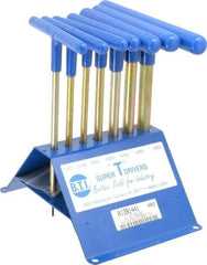 Made in USA - 7 Piece T-Handle Hex Key Set - Hex Range 2 to 8mm, 7" OAL, Chromalloy Steel - Americas Industrial Supply