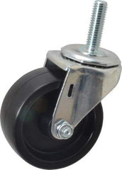 E.R. Wagner - 3" Diam x 1-1/4" Wide x 3-5/8" OAH Stem Mount Swivel Caster - Polyolefin, 210 Lb Capacity, Plain Bearing, 7/16-14 x 1-1/2" Threaded Stem - Americas Industrial Supply