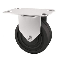 E.R. Wagner - 4" Diam x 1-1/4" Wide x 4-11/16" OAH Top Plate Mount Rigid Caster - Soft Rubber, 165 Lb Capacity, Delrin Bearing, 2-3/4 x 3-3/4" Plate - Americas Industrial Supply