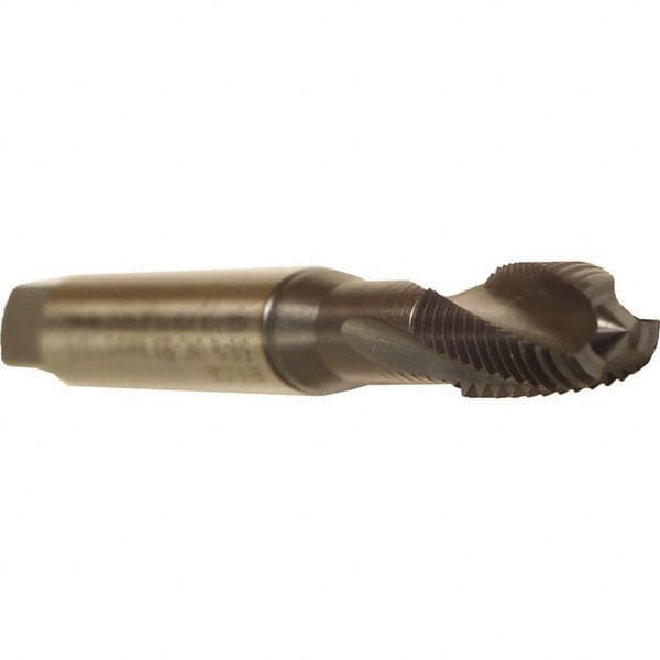 Emuge - M3x0.50 Metric 2 Flute 6HX Modified Bottoming Spiral Flute Tap - Cobalt, TiCN Finish, 56mm OAL, Right Hand Flute, Right Hand Thread, Series Rekord D - Americas Industrial Supply