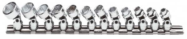Proto - 12 Piece 1/4" Drive Standard Socket Set - 6 Points, 5 to 15mm, Metric Measurement Standard - Americas Industrial Supply