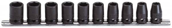 Proto - 10 Piece 1/2" Drive Impact Socket Set - 6 Points, 10 to 19mm, Metric Measurement Standard - Americas Industrial Supply