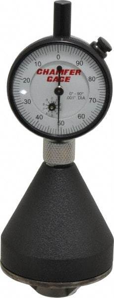 SPI - 1 to 2", 0 to 90° Included Angle, Internal Chamfer Gage - White Hardened Tool Steel (Plunger), 3 Blade & Conical Plunger, 0.001" Accuracy, 0.001" Graduation - Americas Industrial Supply