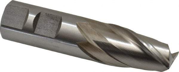 Interstate - 7/8", 1-1/2" LOC, 7/8" Shank Diam, 3-3/4" OAL, 2 Flute, High Speed Steel Square End Mill - Single End, Uncoated, Spiral Flute, 30° Helix, Centercutting, Right Hand Cut, Right Hand Flute - Americas Industrial Supply
