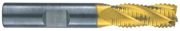 RobbJack - 7/16" Diam, Fine Pitch, 1" LOC, 4 Flute Solid Carbide Roughing Square End Mill - TiCN Finish, 2-3/4" OAL, 7/16" Shank Diam, Single End, Centercutting, 30° Helix - Americas Industrial Supply
