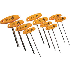Wiha - 10 Piece, T-Handle Cushion Grip Hex Key Set - 3/32 to 3/8" Range, - Americas Industrial Supply
