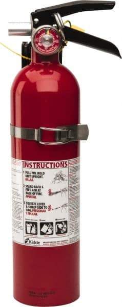Kidde - 2.6 Lb, 1-A:10-B:C Rated, Dry Chemical Fire Extinguisher - 3-1/4" Diam x 15" High, 100 psi, 15' Discharge in 12 sec, Rechargeable, Seamless Aluminum Cylinder - Americas Industrial Supply