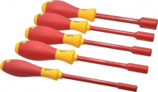 Wiha - 5 Piece 7/32 to 1/2" Insulated Nutdriver Set - Solid Shaft - Americas Industrial Supply