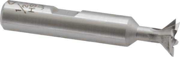 Interstate - 1/2" Diam x 1/4" Width of Cut, 45° Included Angle, Cobalt Dovetail Cutter - 3/8" Shank Diam, 1-7/8" Shank Length, 2-1/8" Overall Length - Americas Industrial Supply