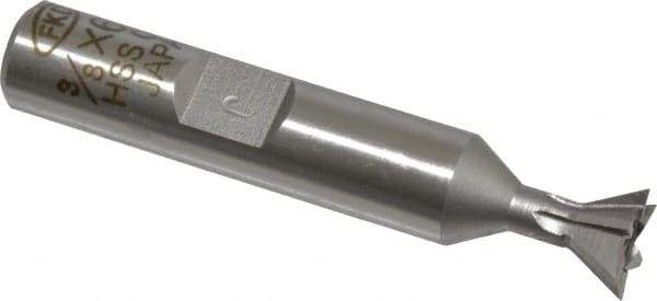 Interstate - 3/8" Diam x 3/16" Width of Cut, 60° Included Angle, Cobalt Dovetail Cutter - 3/8" Shank Diam, 2-1/8" Overall Length, Uncoated - Americas Industrial Supply