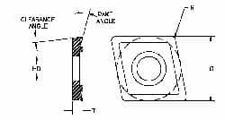 Parlec - CDCD051600 Diamond Tipped Boring Insert - 80° Diamond, 15° Relief Angle, 5/32" Inscr Circle, 0.04" Thick, 1/64" Corner Radius - Americas Industrial Supply