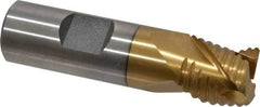 Interstate - 3/4" Diam, Coarse Pitch, 3/4" LOC, 3 Flute Cobalt Roughing Square End Mill - TiN Finish, 3" OAL, 3/4" Shank Diam, Single End, Centercutting - Americas Industrial Supply