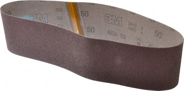 3M - 4" Wide x 36" OAL, 50 Grit, Aluminum Oxide Abrasive Belt - Aluminum Oxide, Coarse, Coated, X Weighted Cloth Backing, Series 341D - Americas Industrial Supply