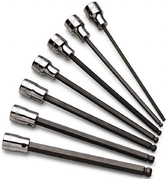 SK - 7 Piece 3/8" Drive Inch/Metric Ball Hex Bit Socket Set - 1/8 to 3/8" Hex - Americas Industrial Supply