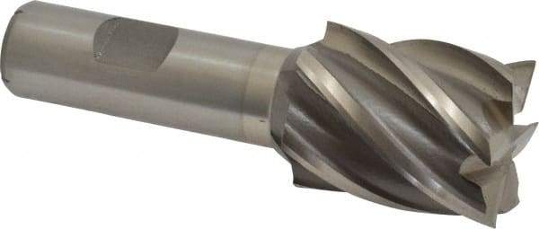 Interstate - 1-1/4", 1-1/2" LOC, 3/4" Shank Diam, 3-7/8" OAL, 6 Flute, Cobalt Square End Mill - Single End, Uncoated, Spiral Flute, 30° Helix, Centercutting, Right Hand Cut, Right Hand Flute - Americas Industrial Supply