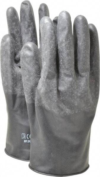 North - Size XL (10), 11" Long, 13 mil Thick, Butyl Chemical Resistant Gloves - Textured Finish, Rolled Cuff, Black - Americas Industrial Supply