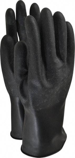 North - Size L (9), 11" Long, 16 mil Thick, Butyl Chemical Resistant Gloves - Textured Finish, Rolled Cuff, Black - Americas Industrial Supply