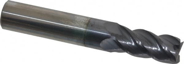 Accupro - 15/32", 1" LOC, 1/2" Shank Diam, 3" OAL, 4 Flute, Solid Carbide Square End Mill - Single End, AlTiN Finish, Spiral Flute, 40° Helix, Centercutting, Right Hand Cut, Right Hand Flute - Americas Industrial Supply