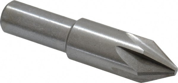Interstate - 5/8" Head Diam, 1/2" Shank Diam, 6 Flute 60° High Speed Steel Countersink - Americas Industrial Supply