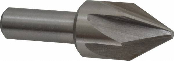Interstate - 7/8" Head Diam, 1/2" Shank Diam, 6 Flute 60° High Speed Steel Countersink - Americas Industrial Supply