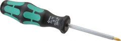 Wera - #0, 5-1/2" OAL, Standard Phillips Screwdriver - 2-3/8" Blade Length, Hexagon Shank, Ergonomic Handle - Americas Industrial Supply