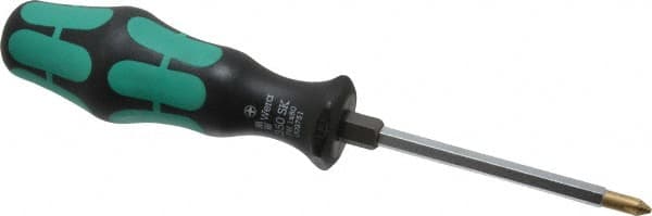 Wera - #1, 7" OAL, Standard Phillips Screwdriver - 3-1/8" Blade Length, Hexagon Shank, Ergonomic Handle - Americas Industrial Supply