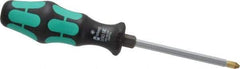 Wera - #2, 8" OAL, Standard Phillips Screwdriver - 4" Blade Length, Hexagon Shank, Ergonomic Handle - Americas Industrial Supply