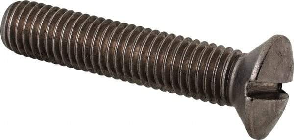 Value Collection - M10x1.50 Metric Coarse, 50mm OAL Slotted Drive Machine Screw - Oval Head, Grade 18-8 & A2 Stainless Steel, Uncoated, Without Washer - Americas Industrial Supply
