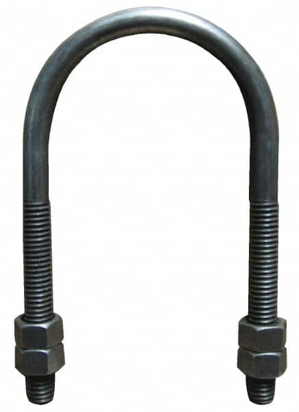 Empire - 7/8-9 UNC, 13-3/4" Long, Round U Bolt Clamp with No Mount Plate for 12" Pipe - 4-1/4" Thread Length, 9-5/8" Wide, Steel - Americas Industrial Supply