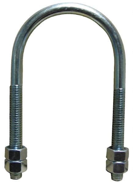 Empire - 7/8-9 UNC, 13-3/4" Long, Round U Bolt Clamp with No Mount Plate for 12" Pipe - 4-1/4" Thread Length, 9-5/8" Wide, Steel - Americas Industrial Supply