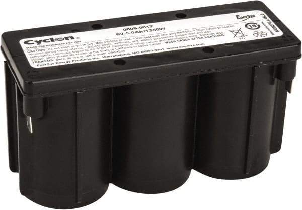 Mule - Pure Lead, Quick-Disconnect Tab Terminal, 6 Volt, 5 Amp, Lead Rechargeable Battery - 1/4" Tab Width x 0.032" Tab Thickness, 12.11" Wide x 3.05" High x 5.47" Deep - Americas Industrial Supply
