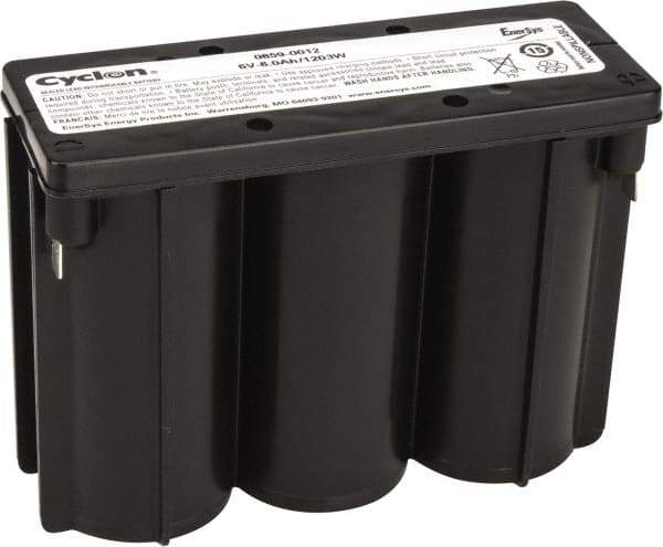 Mule - Pure Lead, Quick-Disconnect Tab Terminal, 6 Volt, 8 Amp, Lead Rechargeable Battery - 1/4" Tab Width x 0.032" Tab Thickness, 2.11" Wide x 4" High x 5.47" Deep - Americas Industrial Supply