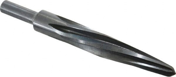 Made in USA - 13/16" Reamer Diam, 7/16" Small End Diam, 1/2" Diam Straight Shank, 4-1/2" Flute, Bridge Reamer - Americas Industrial Supply