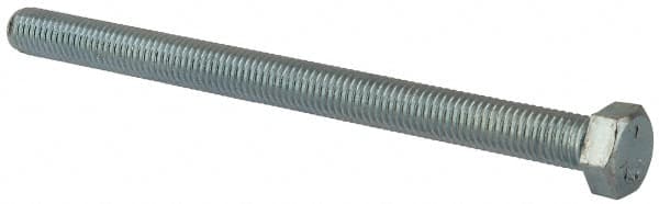 Made in North America - 1/2-13 UNC, 7" Length Under Head Hex Head Cap Screw - Fully Threaded, Grade 5 Steel, Zinc-Plated Finish, 3/4" Hex - Americas Industrial Supply