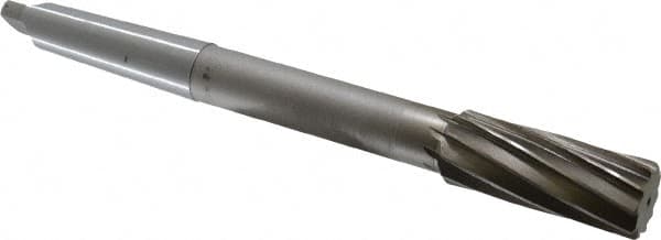 Interstate - 1-1/8" High Speed Steel 10 Flute Chucking Reamer - Spiral Flute, 3MT Morse Taper Shank, 2-7/8" Flute Length, 11" OAL - Americas Industrial Supply