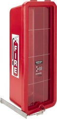 Made in USA - 10 Lb. Capacity, Surface Mount, Crystal Polystyrene Fire Extinguisher Cabinet - 9-1/4 Inch Wide x 23-1/4 Inch High x 7-1/4 Inch Deep, Red - Americas Industrial Supply