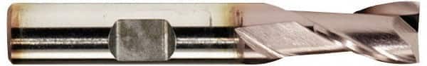 Hertel - 17/32", 1-1/8" LOC, 1/2" Shank Diam, 3-3/8" OAL, 2 Flute, High Speed Steel Square End Mill - Single End, TiCN Finish, Spiral Flute, 30° Helix, Centercutting, Right Hand Cut, Right Hand Flute - Americas Industrial Supply