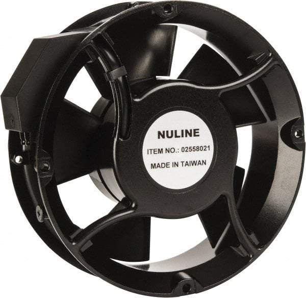 Value Collection - 230 Volts, AC, 235 CFM, Round Tube Axial Fan - 0.15 Amp Rating, 2,850 to 3,350 RPM, 6.7" High x 6.7" Wide x 2" Deep - Americas Industrial Supply