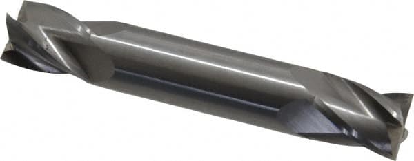 OSG - 1/2", 5/8" LOC, 1/2" Shank Diam, 3" OAL, 4 Flute, Solid Carbide Square End Mill - Double End, Uncoated, Spiral Flute, 30° Helix, Right Hand Cut, Right Hand Flute, Series 424 - Americas Industrial Supply
