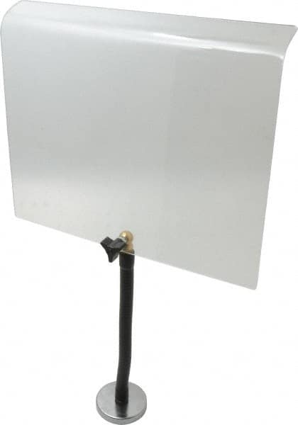 Flexbar - Plastic Flat with Curved Edge Base & Shield - 10" Wide x 12" Long x 1/8" Thick, 10" Arm Reach, Magnetic Base, For General Purpose Use - Americas Industrial Supply