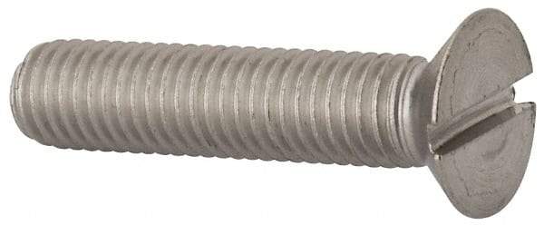 Value Collection - M10x1.50 Metric Coarse, 45mm OAL Slotted Drive Machine Screw - Flat Head, Grade 316 & A4 Stainless Steel, Uncoated, Without Washer - Americas Industrial Supply