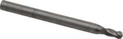 OSG - 3/32" Diam, 3/16" LOC, 4 Flute Solid Carbide Ball End Mill - Uncoated, Single End, 1-1/2" OAL, 1/8" Shank Diam, Spiral Flute - Americas Industrial Supply