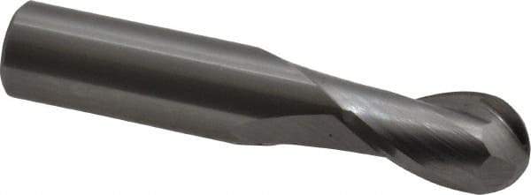 OSG - 3/8" Diam, 5/8" LOC, 2 Flute Solid Carbide Ball End Mill - Uncoated, Single End, 2" OAL, 3/8" Shank Diam, Spiral Flute - Americas Industrial Supply