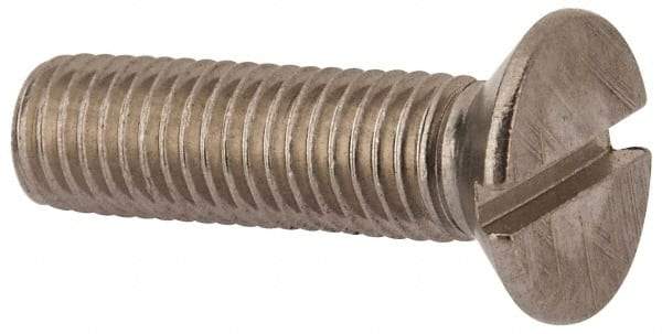 Value Collection - M12x1.75 Metric Coarse, 45mm OAL Slotted Drive Machine Screw - Flat Head, Grade 316 & A4 Stainless Steel, Uncoated, Without Washer - Americas Industrial Supply