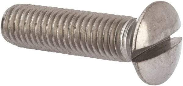 Value Collection - M10x1.50 Metric Coarse, 40mm OAL Slotted Drive Machine Screw - Oval Head, Grade 316 & A4 Stainless Steel, Uncoated, Without Washer - Americas Industrial Supply