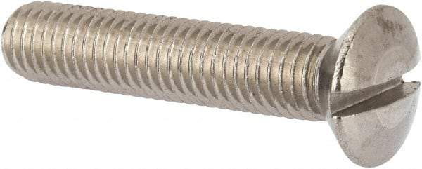Value Collection - M10x1.50 Metric Coarse, 50mm OAL Slotted Drive Machine Screw - Oval Head, Grade 316 & A4 Stainless Steel, Uncoated, Without Washer - Americas Industrial Supply