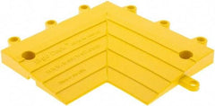 Wearwell - 0.75' Long x 0.5' Wide x 7/8" Thick, Anti-Fatigue Modular Matting Corner Ramp Edge - Male, 2 Interlocking Sides, Yellow, For Dry & Wet Areas, Series 564 - Americas Industrial Supply