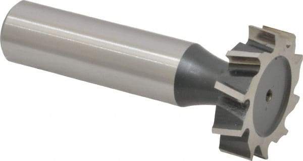 Interstate - 1" Diam x 1/4" Face Width, High Speed Steel, 12 Teeth, Shank Connection Woodruff Keyseat Cutter - Uncoated, 2-1/4" OAL x 1/2" Shank, Staggered Teeth, ANSI 808, Old Standard 15 - Americas Industrial Supply