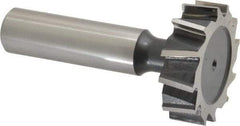 Interstate - 1-1/4" Diam x 3/8" Face Width, High Speed Steel, 14 Teeth, Shank Connection Woodruff Keyseat Cutter - Uncoated, 2-3/8" OAL x 1/2" Shank, Staggered Teeth, ANSI 1210, Old Standard E - Americas Industrial Supply